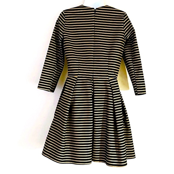 GAP | Striped Black & Tan | Full Pleated Circle Mini Dress | Sz 4 - Picture 3 of 12